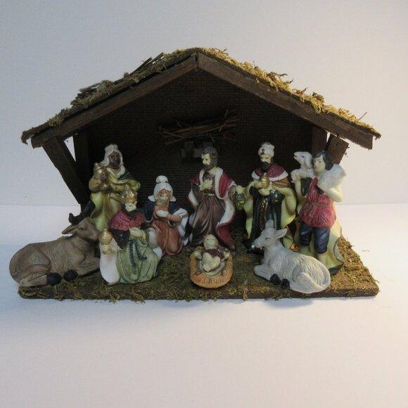 Enchanted Forest Christmas NATIVITY 10 Piece Porcelain Set 2004 Creche